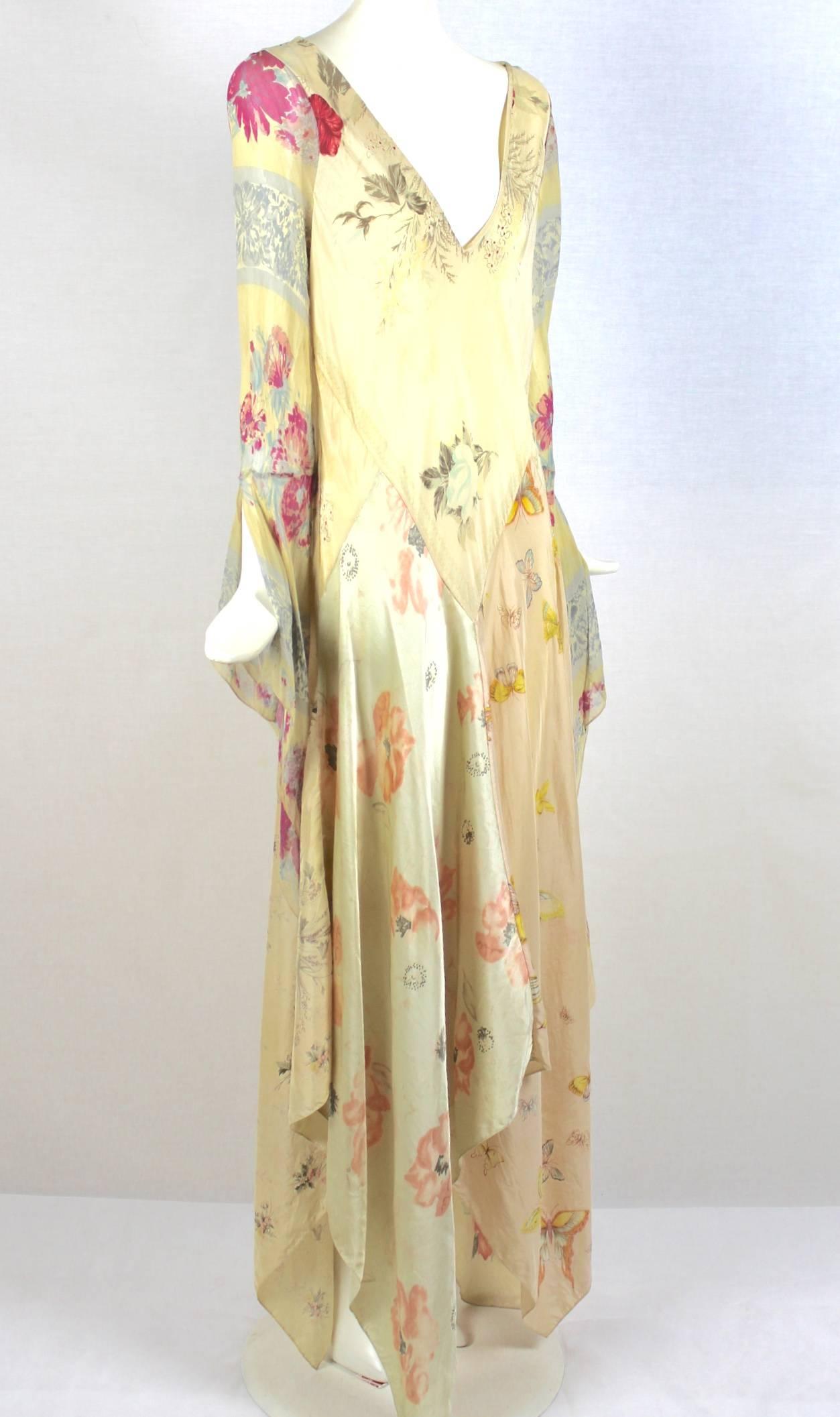 Thea Porter Couture Silk Handkerchief Hem and Sleeve Dress  In Excellent Condition In Bath, GB