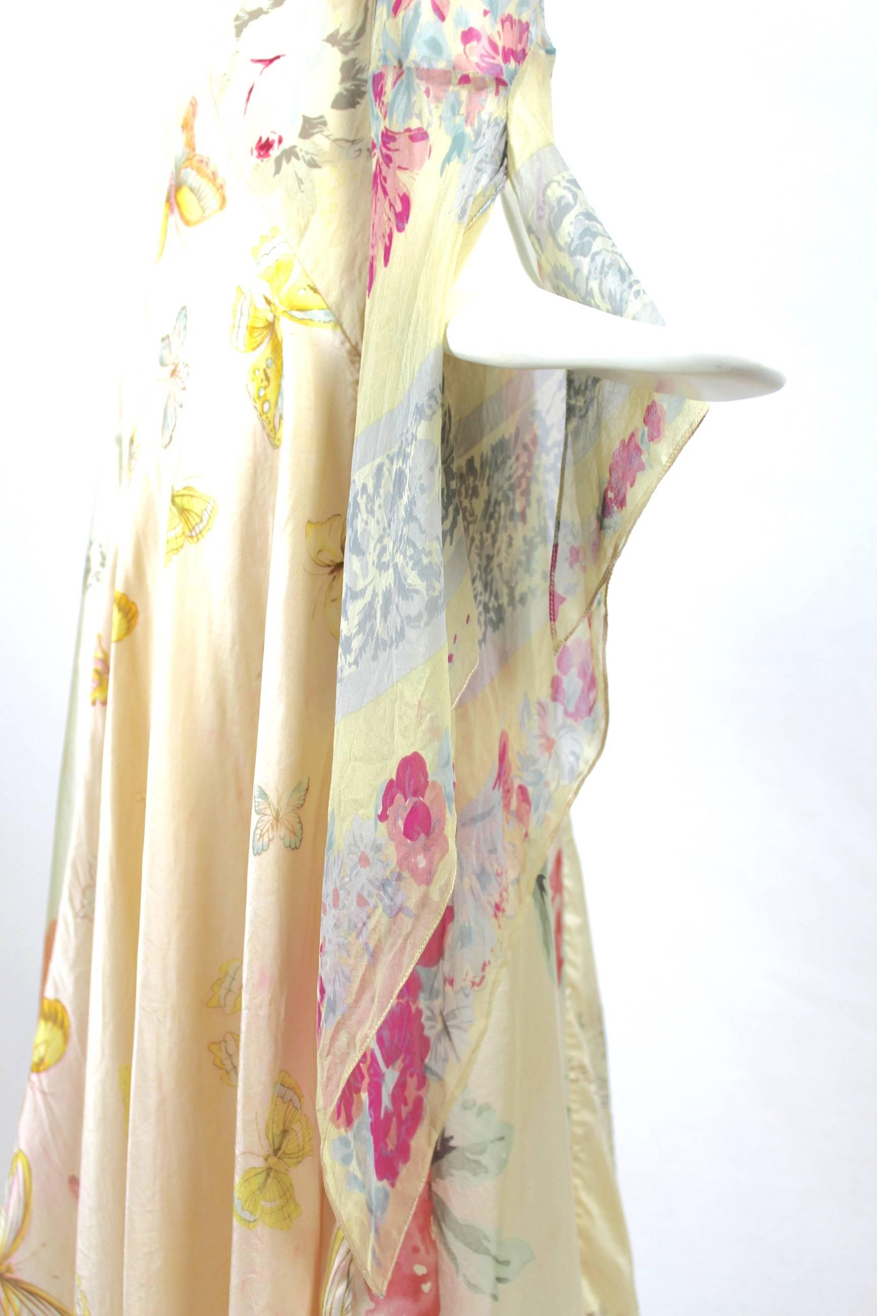 Thea Porter Couture Silk Handkerchief Hem and Sleeve Dress  3