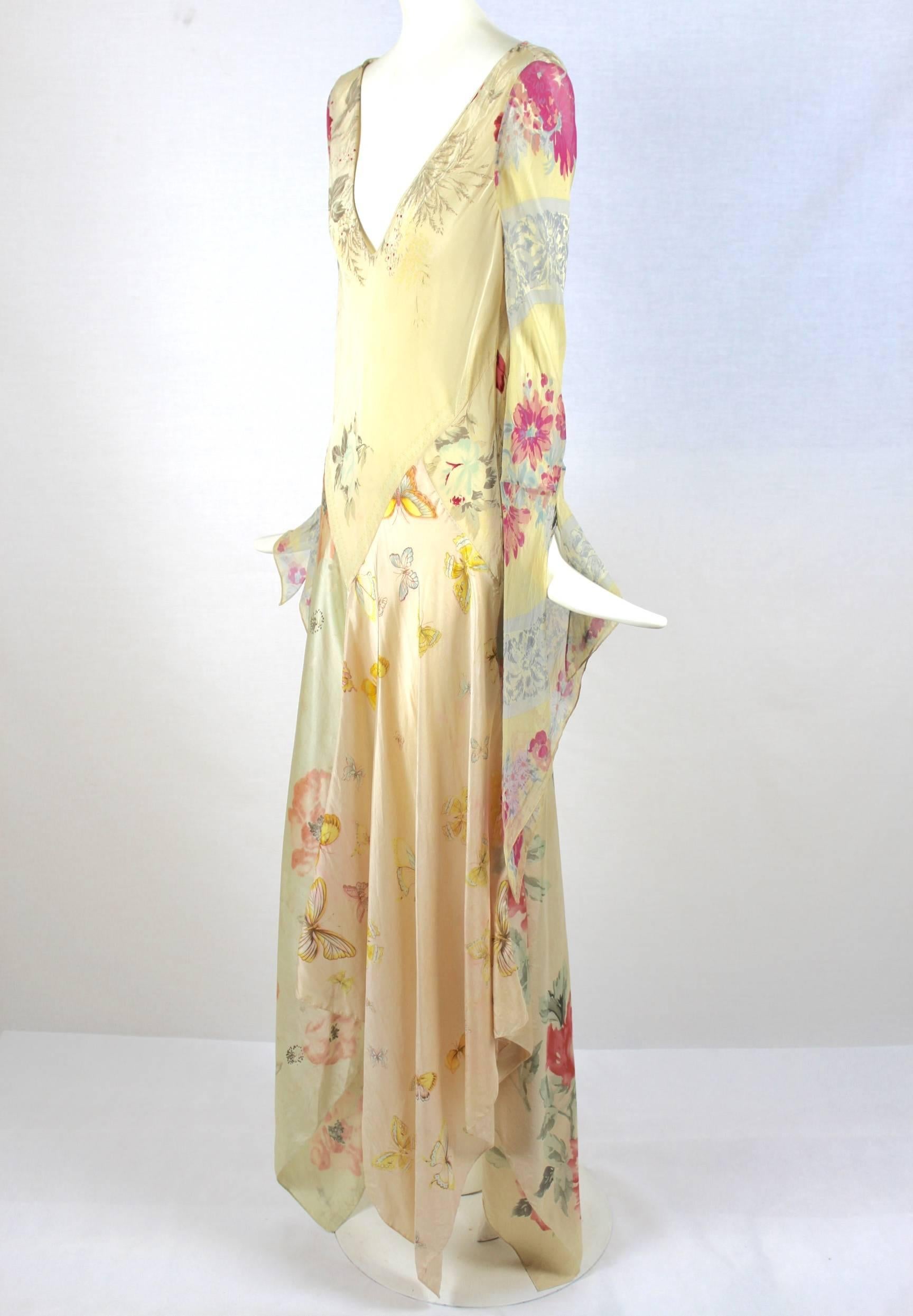 Thea Porter Couture Silk Handkerchief Hem and Sleeve Dress  4