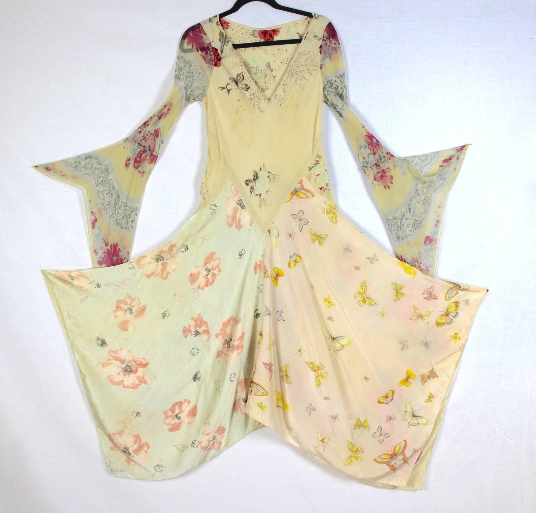 Thea Porter Couture Silk Handkerchief Hem and Sleeve Dress  5
