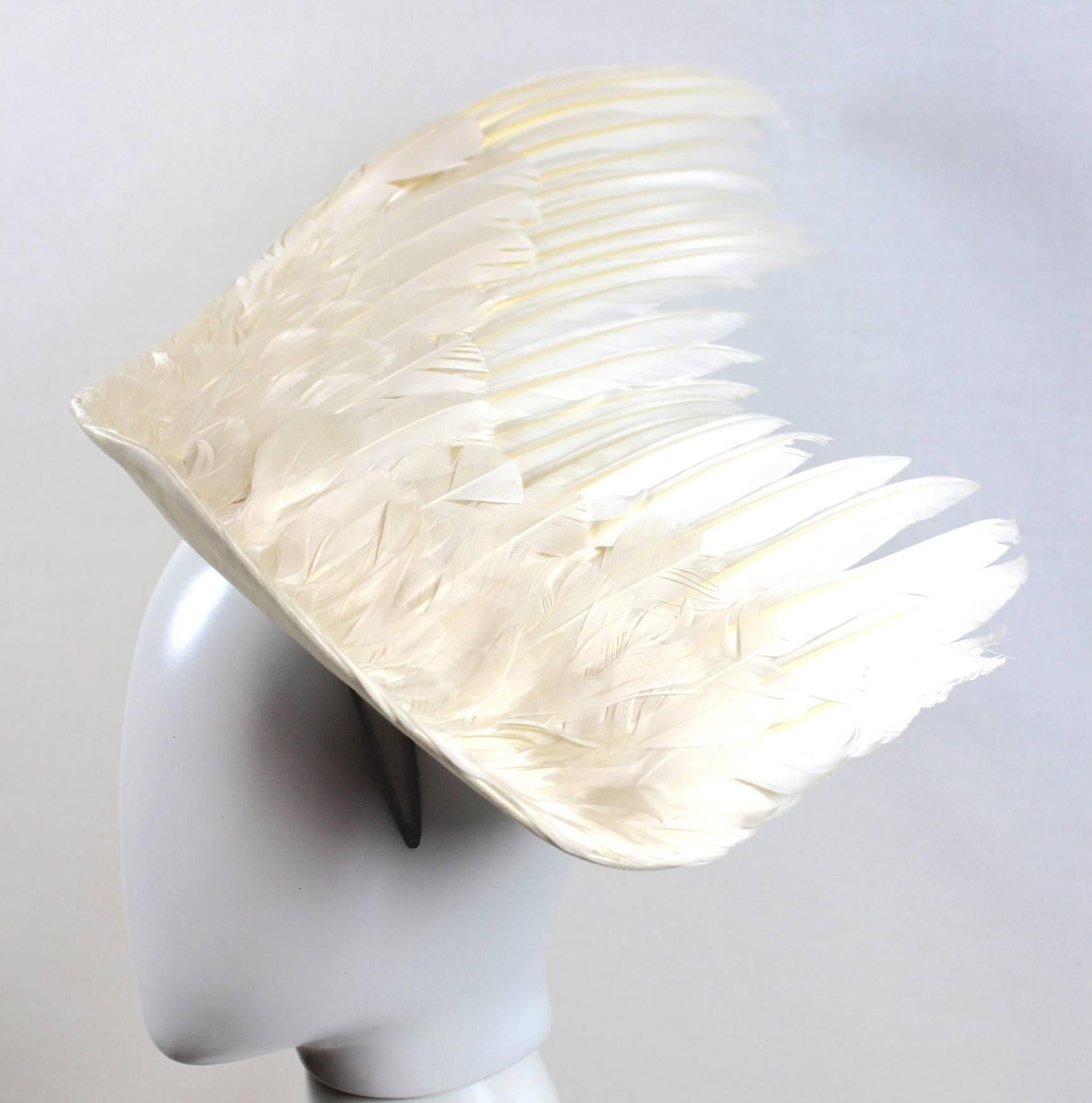 Stephen Jones Runway White Feather Hat 1