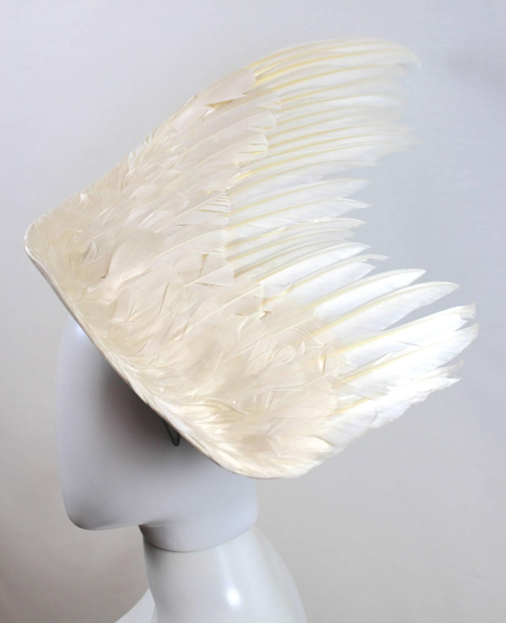 Stephen Jones Runway White Feather Hat 6