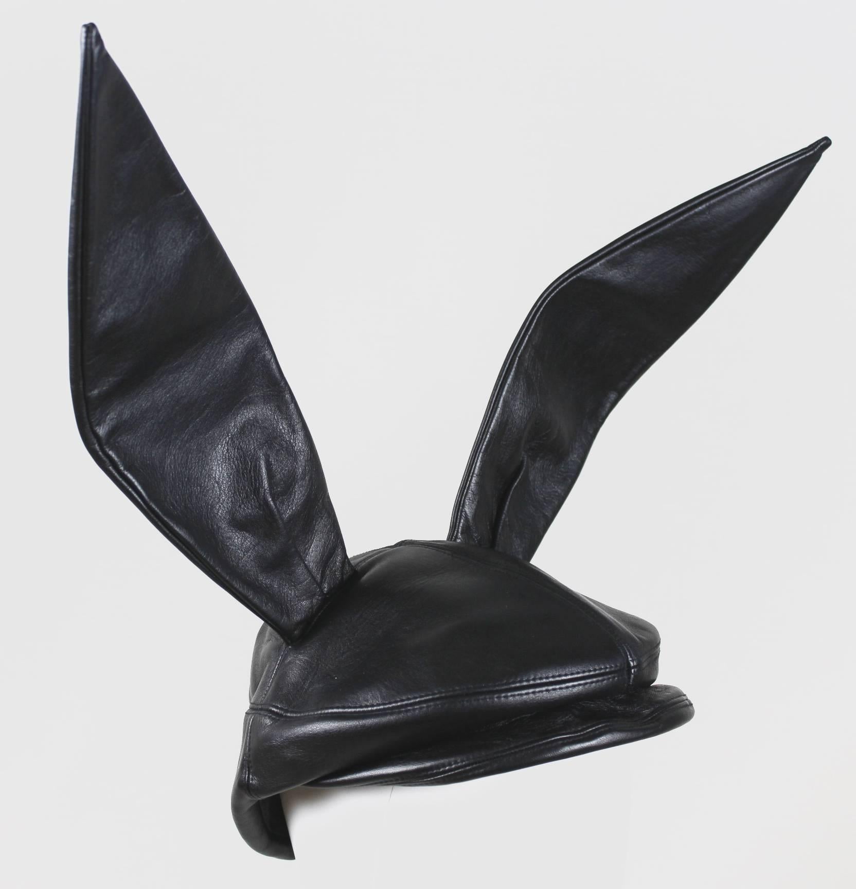 Comme des Garcons / Stephen Jones Leather Bunny Ear Cap AD 2013 at 1stDibs  | comme des garcons bunny ears