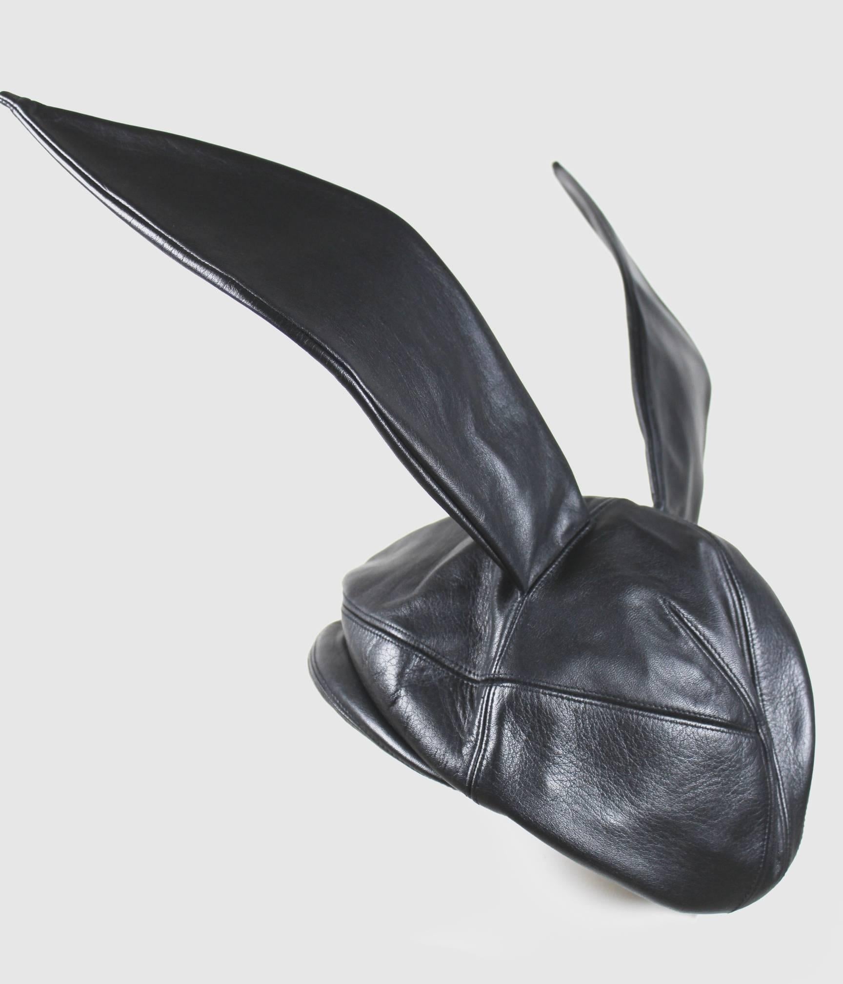 Comme des Garcons / Stephen Jones Leather Bunny Ear Cap AD 2013 In New Condition In Bath, GB