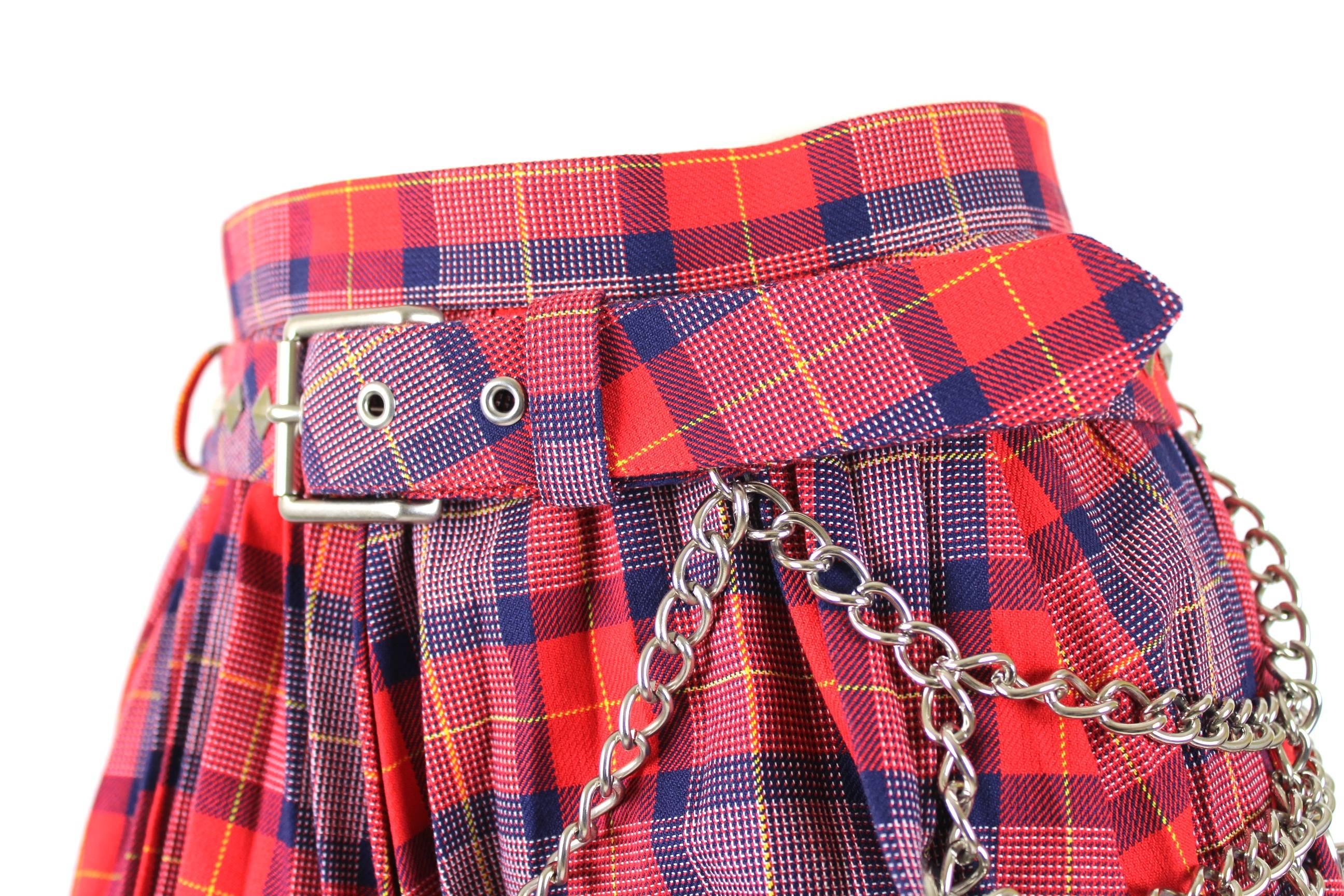 Junya Watanabe Man AD 2002 Punk Kilt with Metal Chains In Excellent Condition In Bath, GB