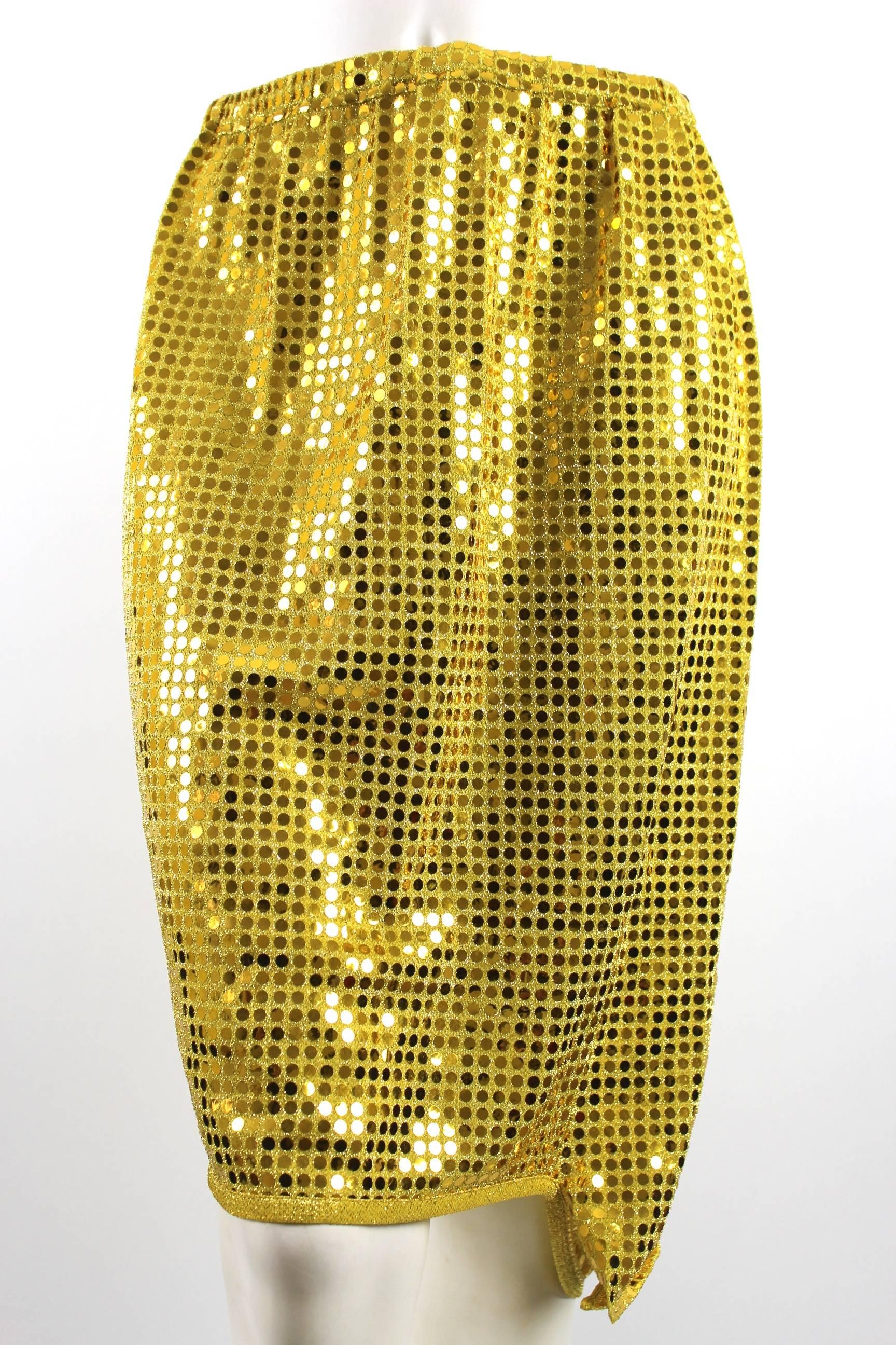 Women's Comme des Garcons AD 2007 Gold Sequin Flat Top and Skirt