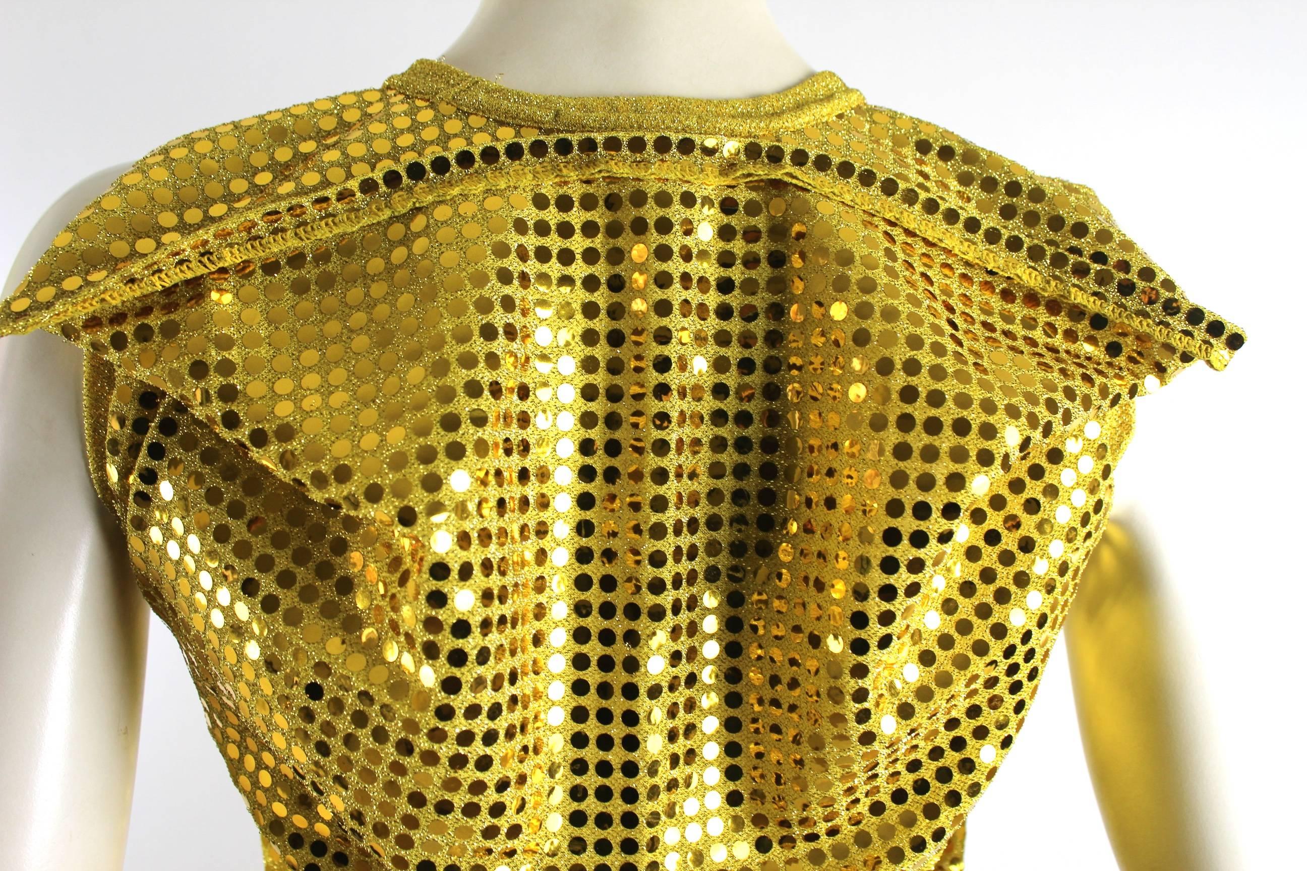 Comme des Garcons AD 2007 Gold Sequin Flat Top and Skirt 2