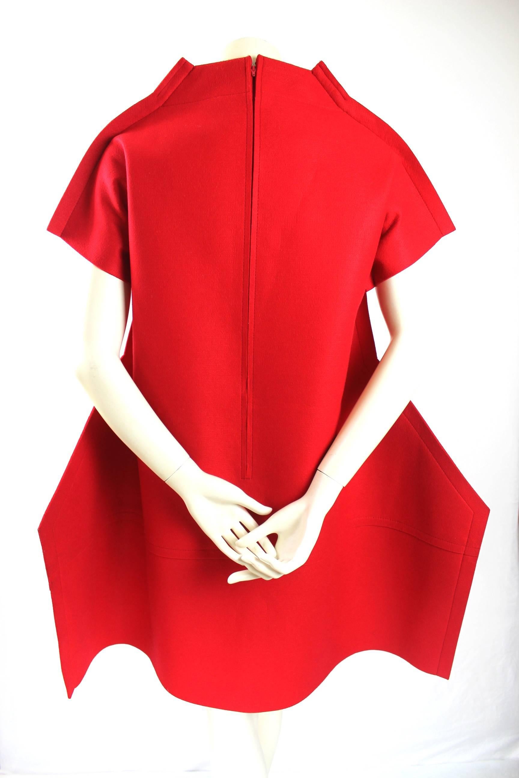 Women's Comme des Garcons AD 2012 Wool Felt Flat Pack 2-D Dress