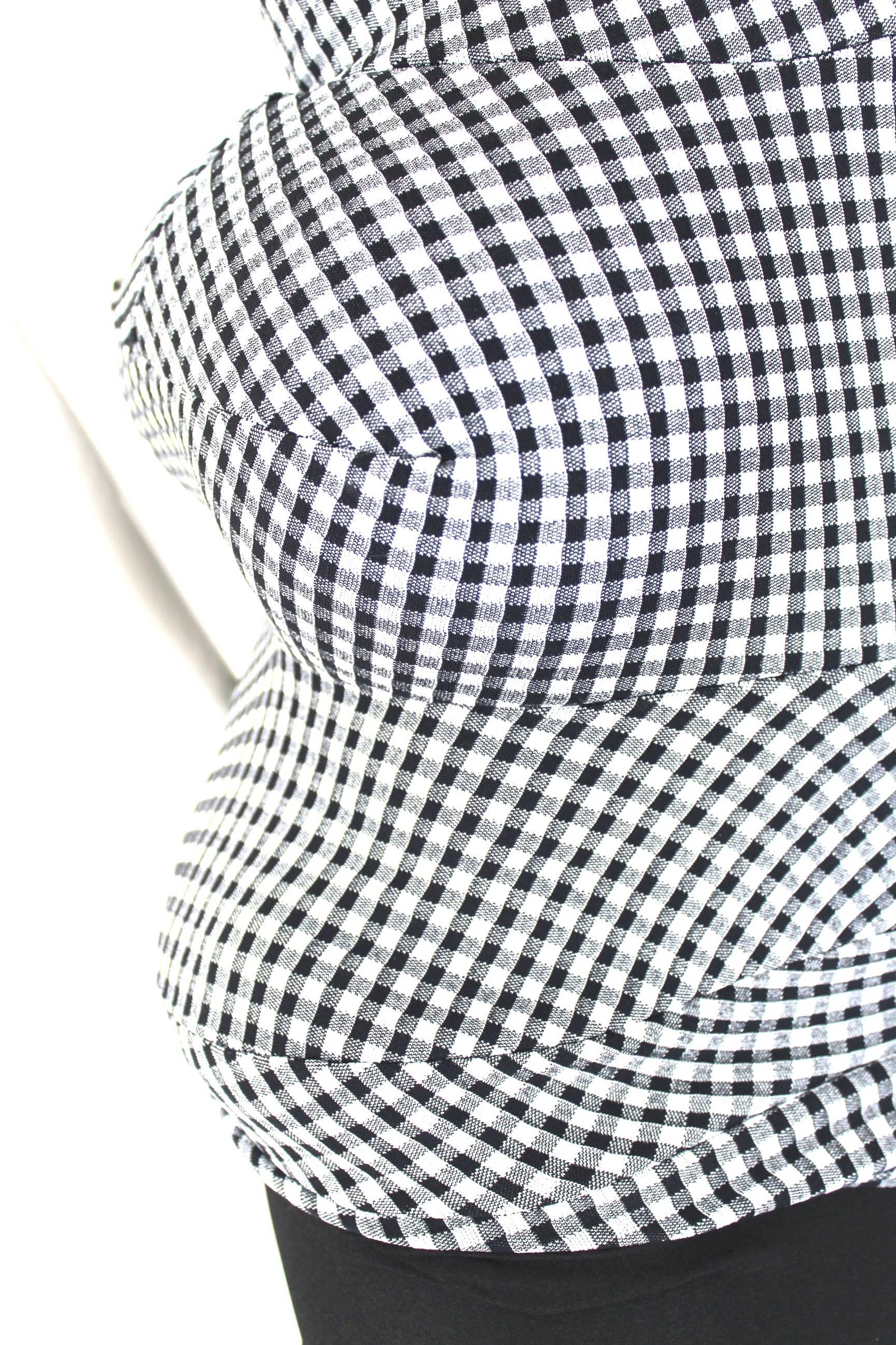 Gray Comme des Garcons AD 1996 'Body Meets Dress' Gingham Top