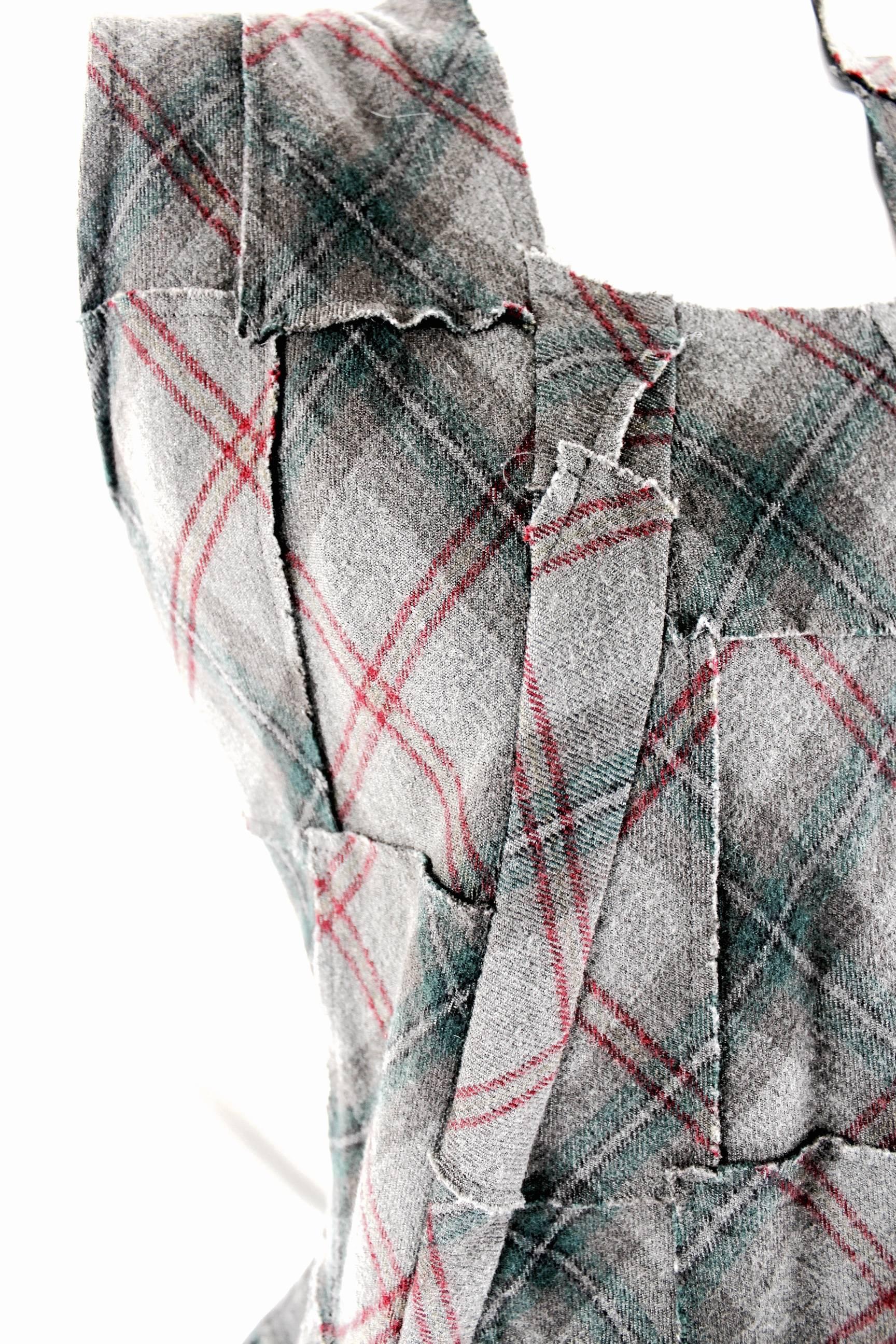 Gray Junya Watanabe Comme des Garcons AD 2002 Tartan Patchwork Dress