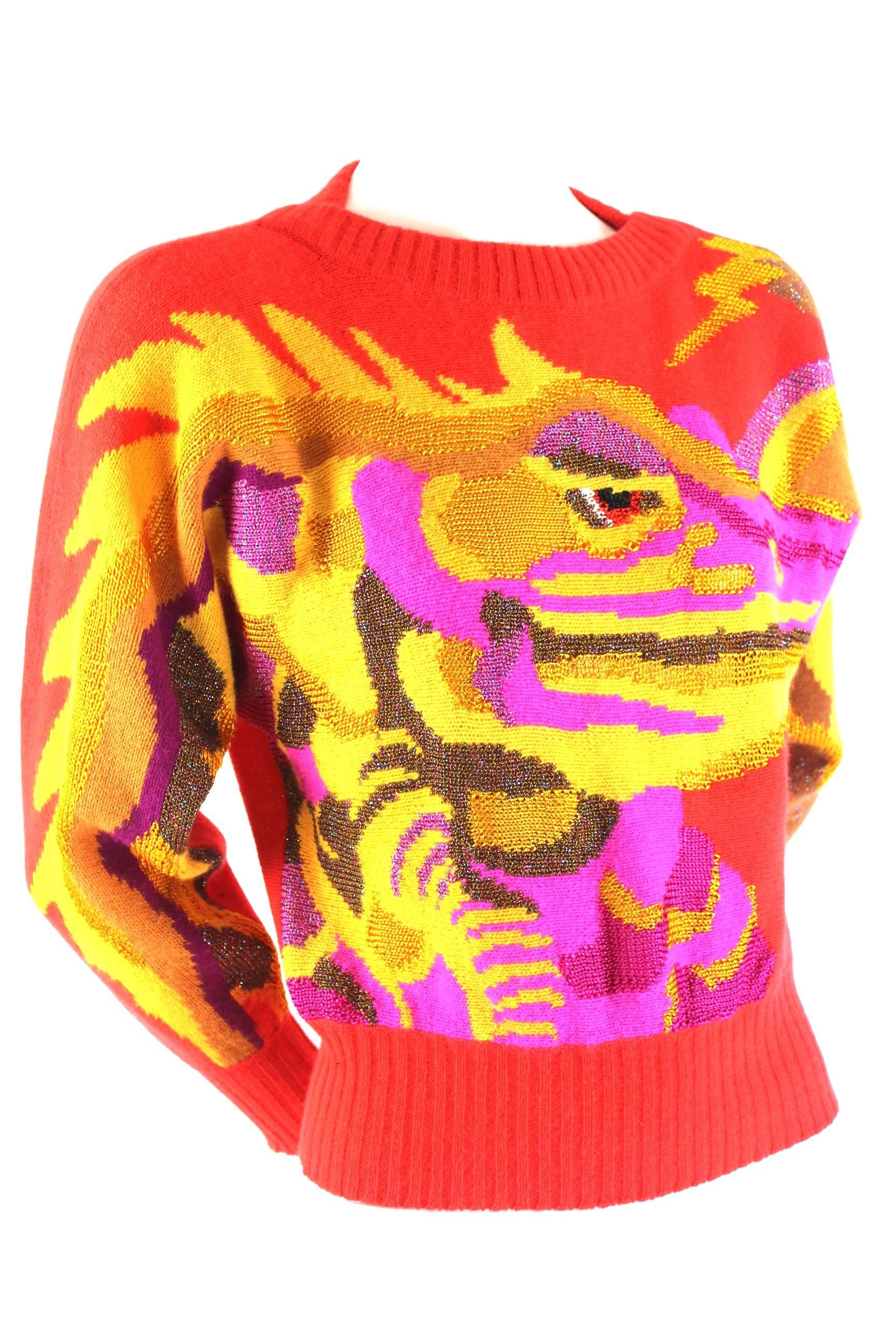 1980s Krizia Maglia Animal Series Knit Dragon Sweater
Angora, Wool and Rayon
No size Label