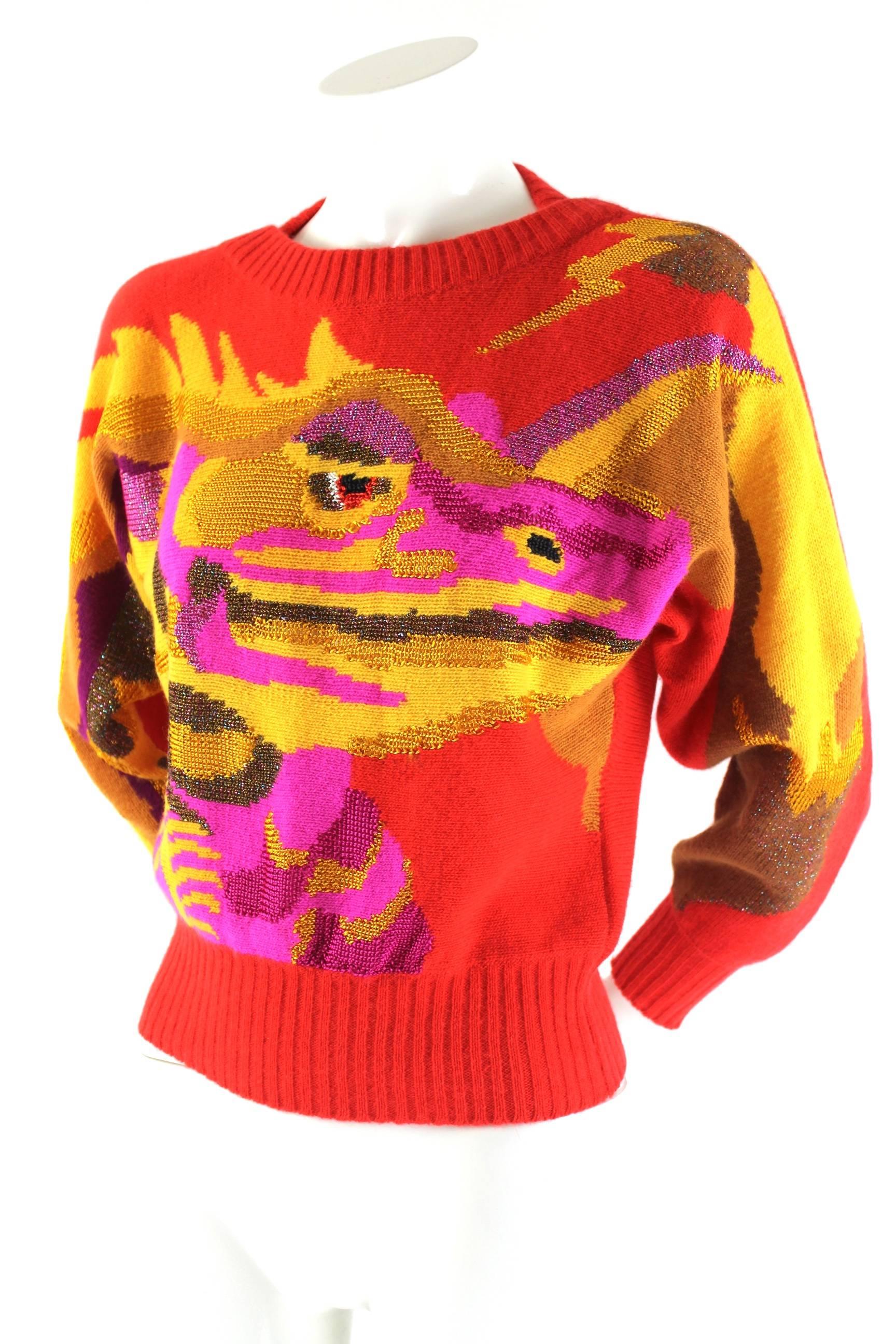Krizia Maglia 1980s Animal series Dragon Sweater 2