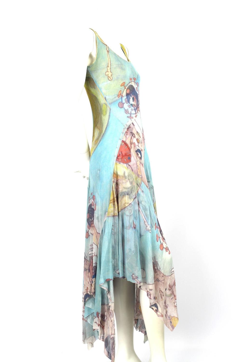 Issey Miyake Aya Takano Whimsical Print Silk Dress For