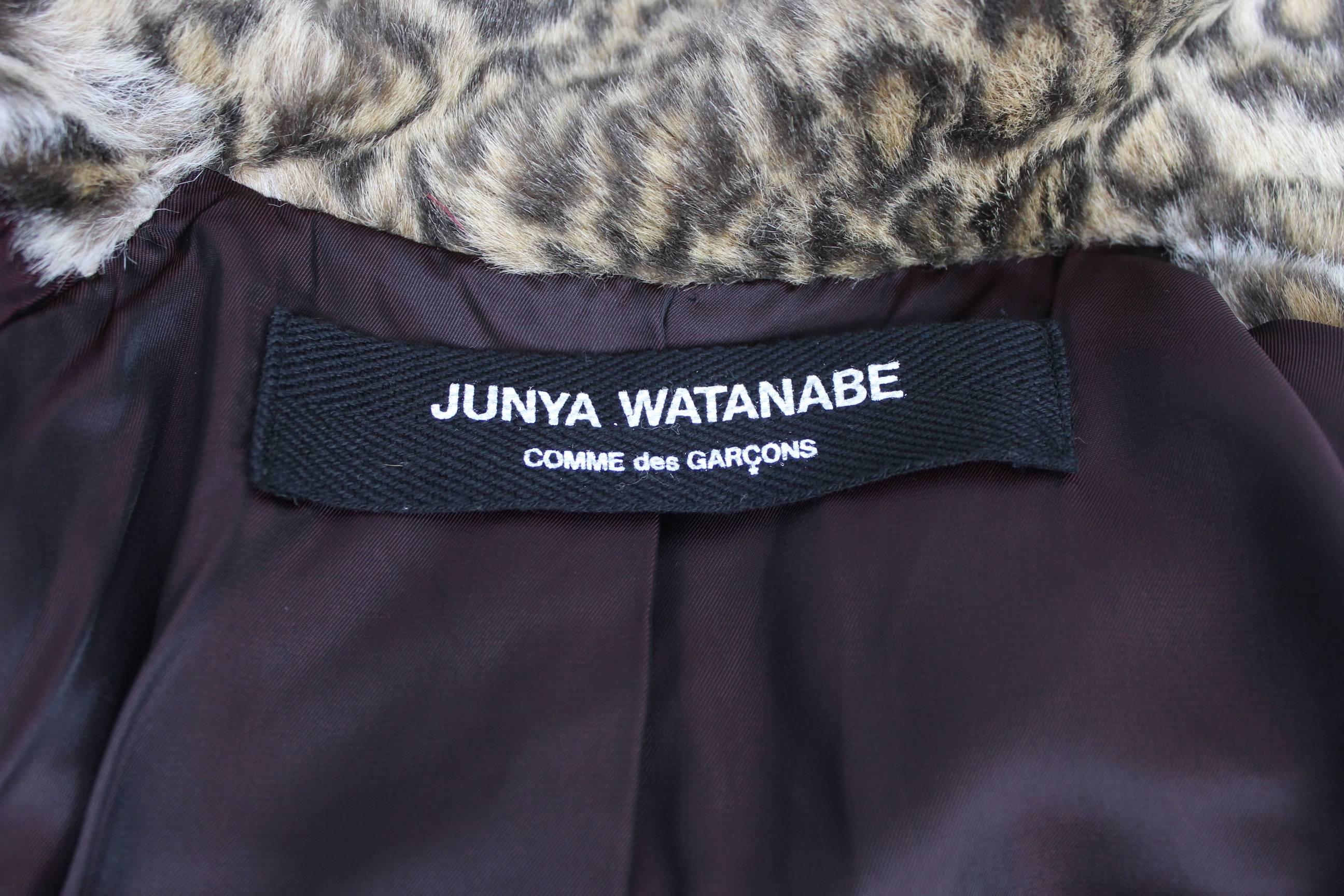 Junya Watanabe AD 2008 Faux Fur Cropped 3/4 Sleeve Swing Jacket 2