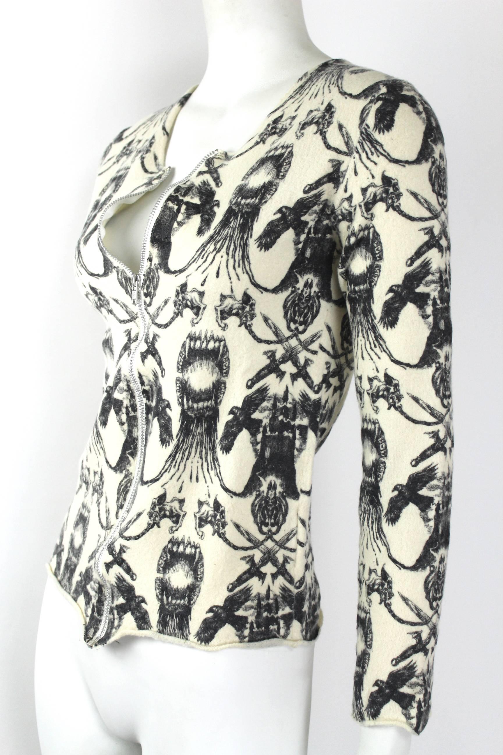 Comme des Garcons Homme Plus 2008 Collection Gothic Print Cardigan In Excellent Condition In Bath, GB