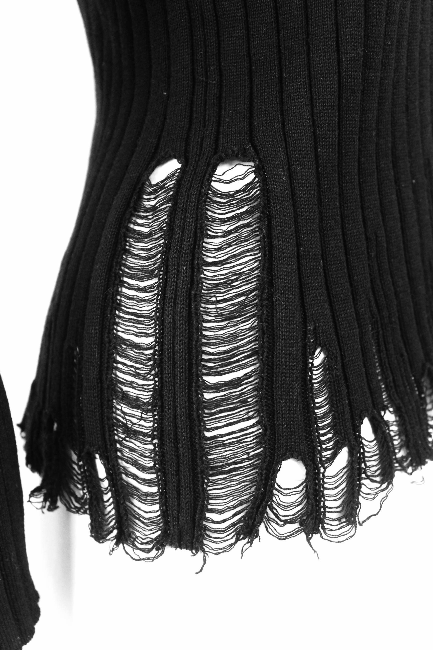 Black Junya Watanabe 2001 Collection Ribbed Laddered Sweater