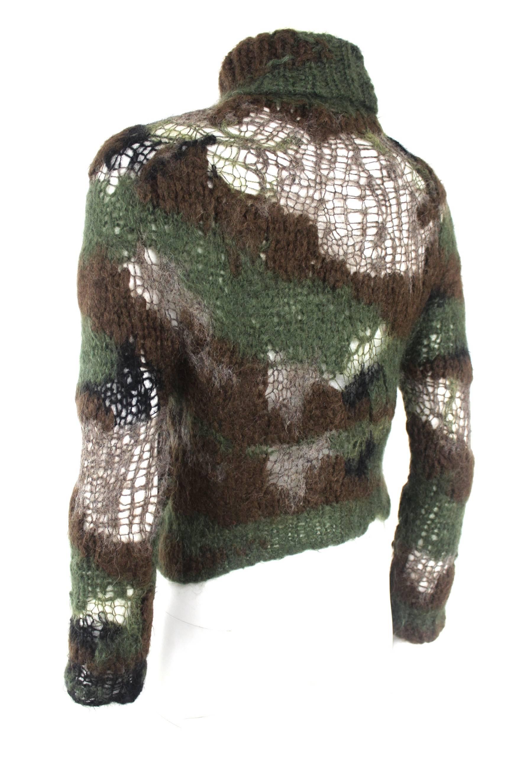 Black Junya Watanabe 2006 Collection Runway Military Camouflage Mohair Runway Sweater 