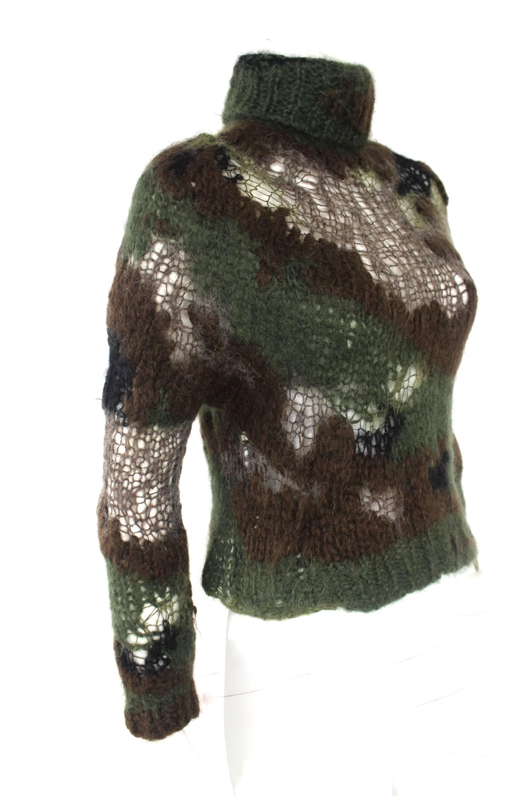 Women's Junya Watanabe 2006 Collection Runway Military Camouflage Mohair Runway Sweater 