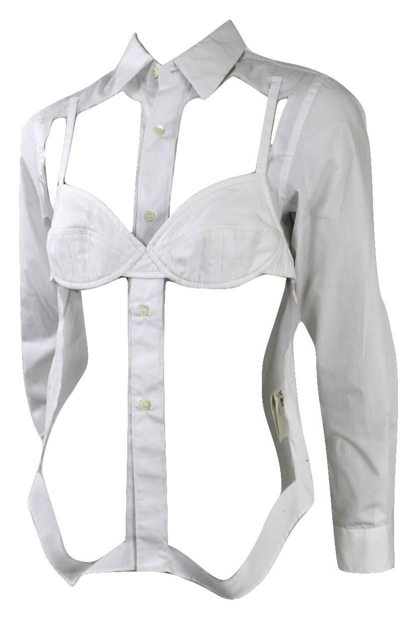 Gray Comme des Garcons 2008 Collection Runway Bra Blouse