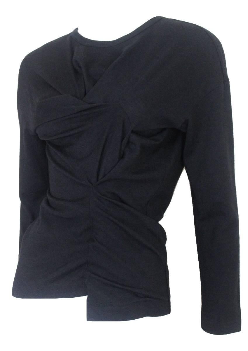 Black Tricot Comme des Garcons 1990 Asymmetrical Fine Wool Sweater