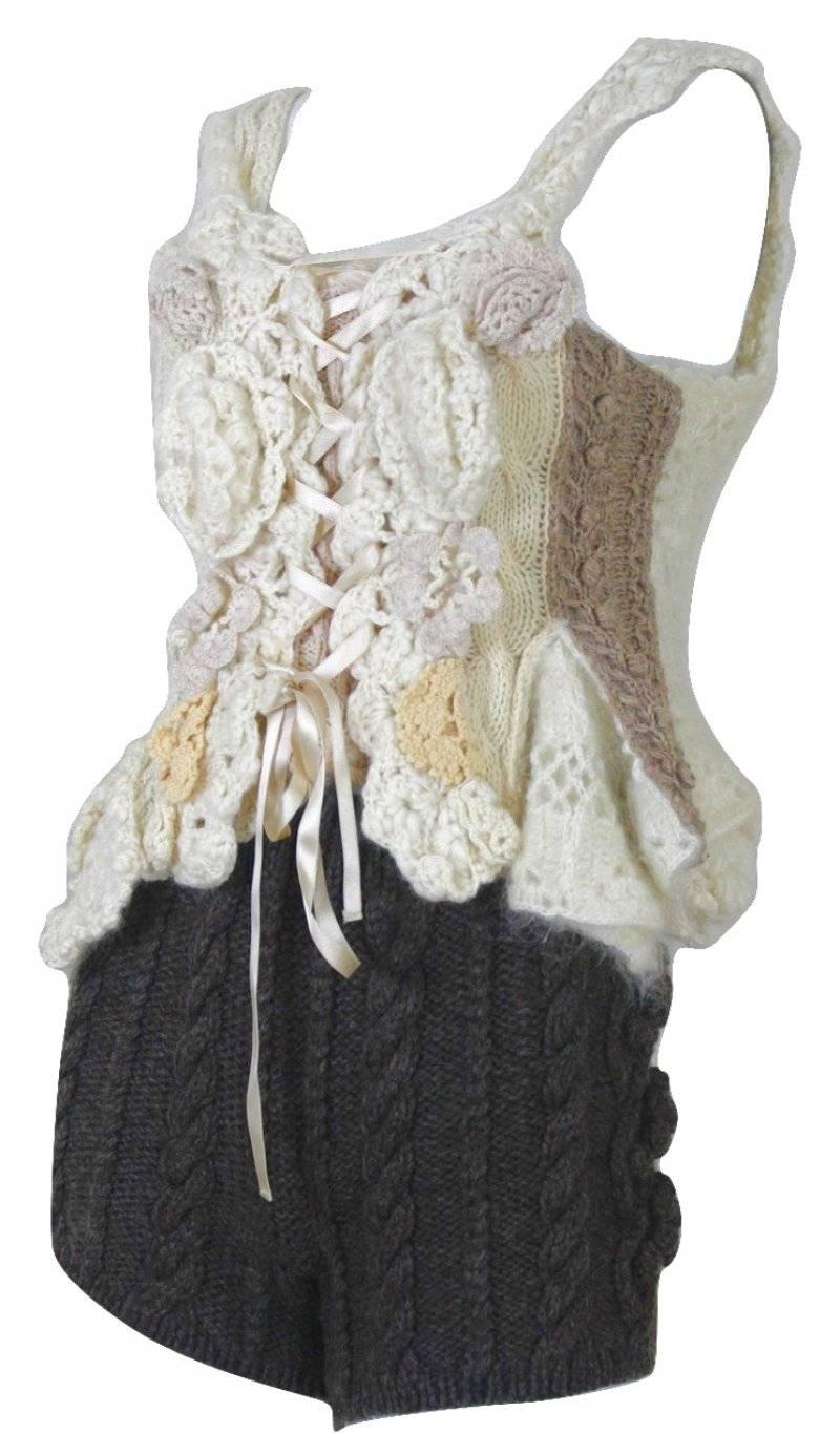 Tao Comme des Garcons 
Handknitted Corset and Shorts
Rare Two Piece from Collection Based on Medieval Undergarments 
No Size Label
Estimate Size S
Excellent Condition 