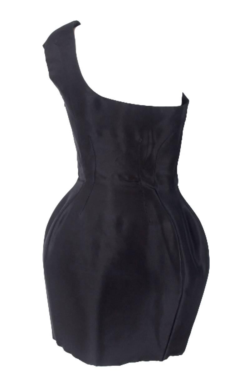 Black Paco Rabanne Padded Silk Dress