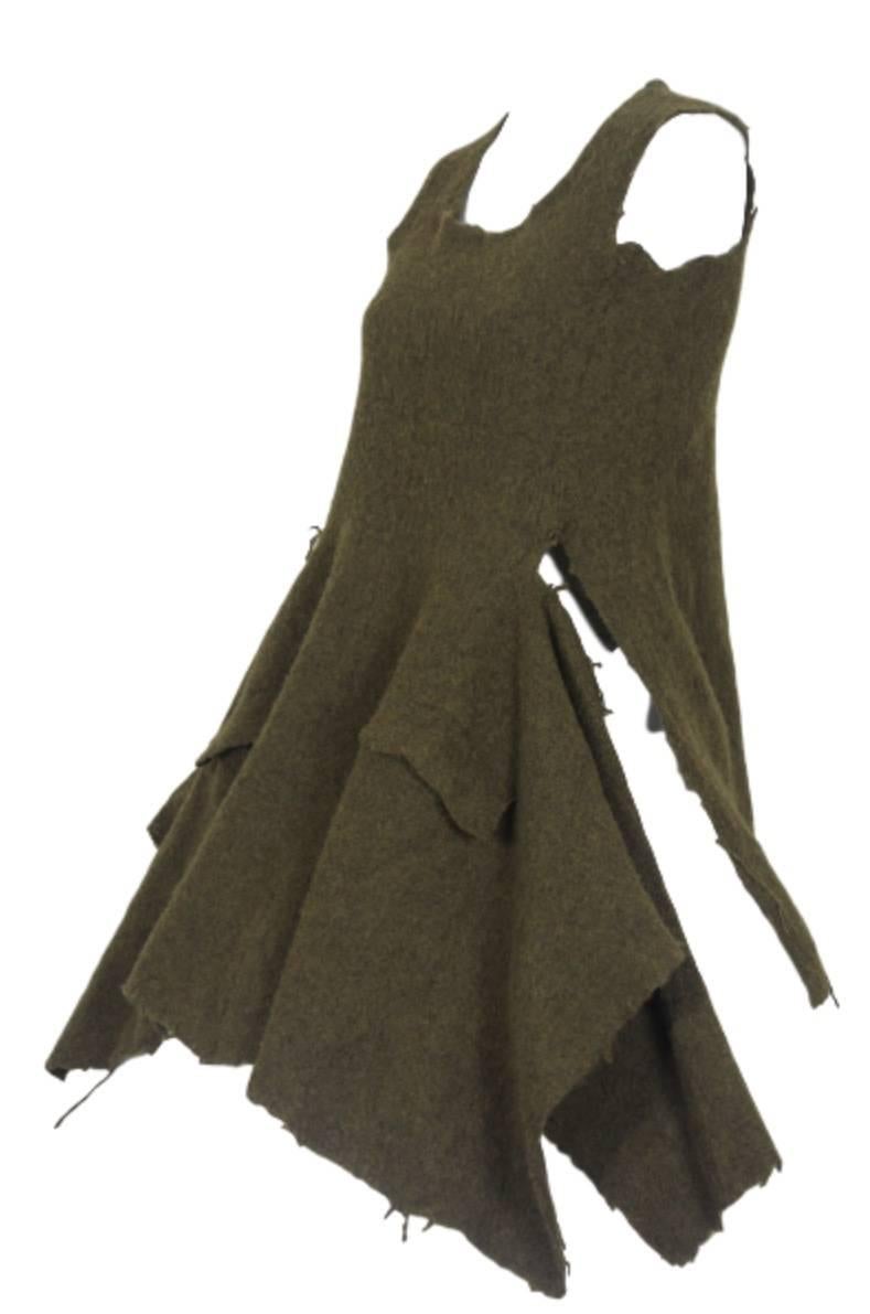 Black Comme des Garcons 1994 Collection Runway Boiled Wool Overdress