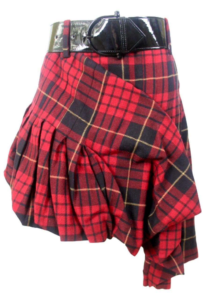 Women's or Men's Alexander McQueen Widows of Culloden Tartan Skirt and Belt, 2006