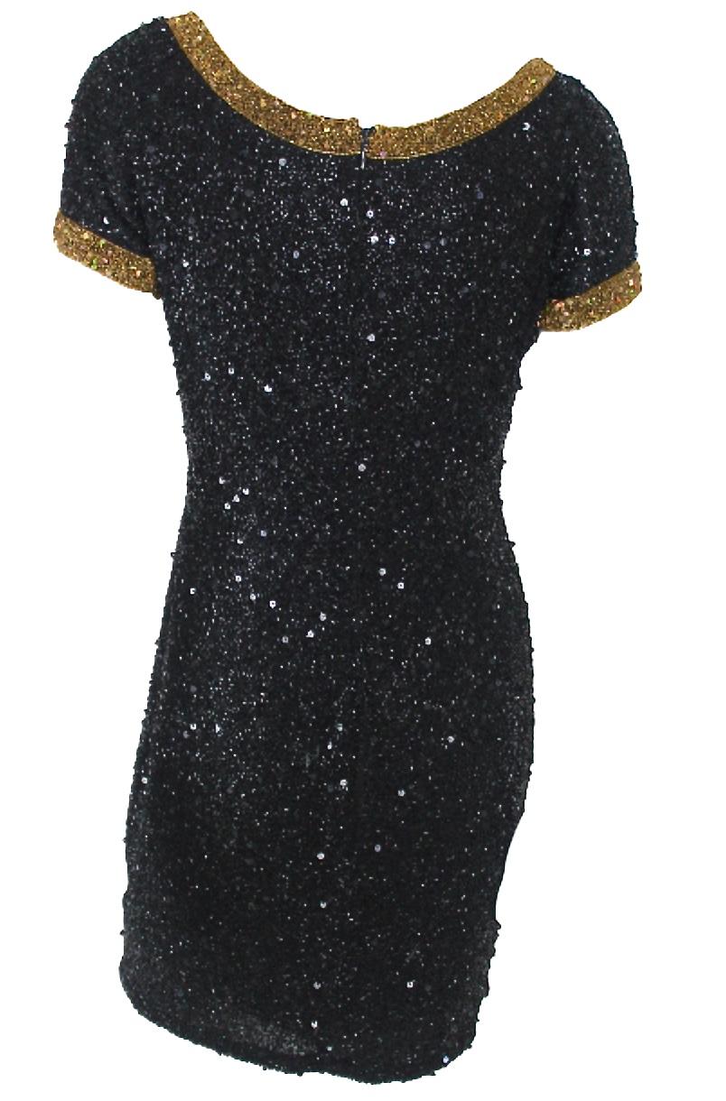 Black Riazee Boutique by Naeem Khan 1980s Beaded Dress For Sale