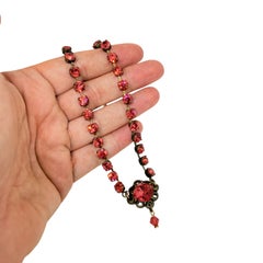 Collana vintage firmata BABYLON PARIS, in bronzo con finitura dorata e strass rosa
