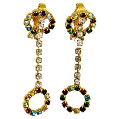Vintage-Ohrclips mit Strasssteinen in Goldoptik im Designer-Stil