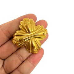 FENDI signed vintage gold plated logo designer brooch