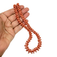 Vintage sterling silver natural salmon beaded necklace