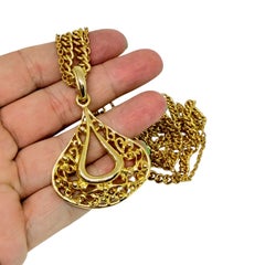 Vintage gold tone modernist multi chain pendant designer necklace