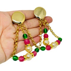 PARIS 1980s Collection - gold plated chain glass beads earrings by DOROTA LASAK