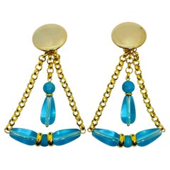 PARIS 1980s Collection - gold plated chain glass beads earrings by DOROTA LASAK