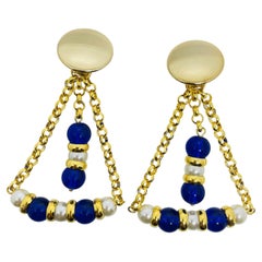 PARIS 1980s Collection - gold plated chain glass beads earrings by DOROTA LASAK