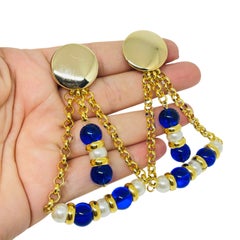 PARIS 1980s Collection - gold plated chain glass beads earrings by DOROTA LASAK