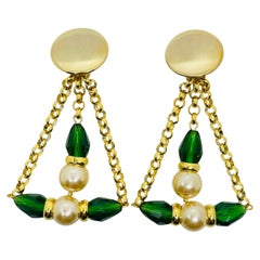 PARIS 1980s Collection - gold plated chain glass beads earrings by DOROTA LASAK
