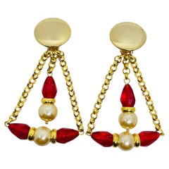 PARIS 1980s Collection - gold plated chain glass beads earrings by DOROTA LASAK