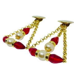 PARIS 1980s Collection - gold plated chain glass beads earrings by DOROTA LASAK