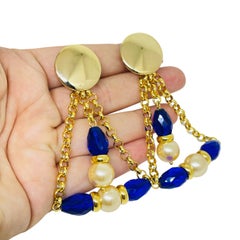 PARIS 1980s Collection - gold plated chain glass beads earrings by DOROTA LASAK