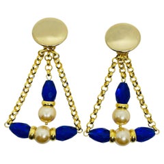 PARIS 1980s Collection - gold plated chain glass beads earrings by DOROTA LASAK