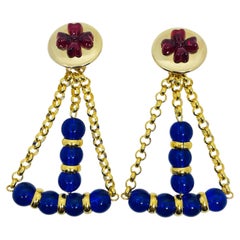PARIS 1980s Collection - gold plated chain glass beads earrings by DOROTA LASAK