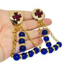 PARIS 1980s Collection - gold plated chain glass beads earrings by DOROTA LASAK