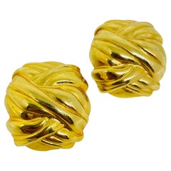 Vintage-Clip-Ohrring aus den 80er-Jahren, massiv, in Goldoptik, Designer-Modell