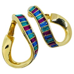 SWAROVSKI – Vintage-Clip-Ohrringe mit Schwan-Motiv, vergoldete Kristalle, Designer-Modell