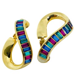 SWAROVSKI – Vintage-Clip-Ohrringe mit Schwan-Motiv, vergoldete Kristalle, Designer-Modell