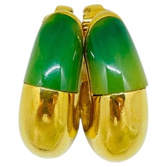 GIVENCHY Paris New York 1976 signed vintage gold tone designer clip on earrings