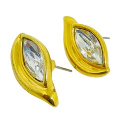Boucles d'oreilles vintage signées NAPIER, couleur or, ornées de strass transparents